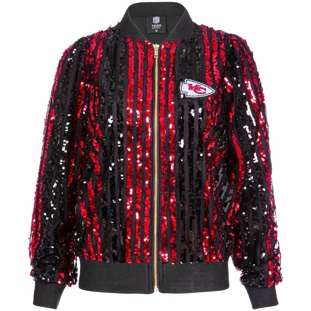 Kansas City Chiefs Cuce Red Women's Small Slim Fit Sequin Full-Zip Bomber Jacket